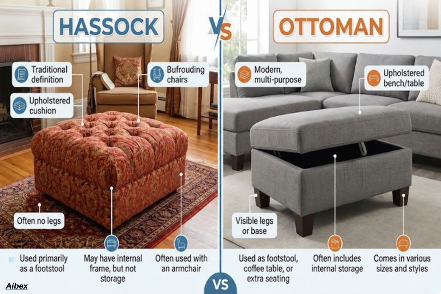 Hassock vs Ottoman: Which Works Best for Residential & Commercial Spaces?