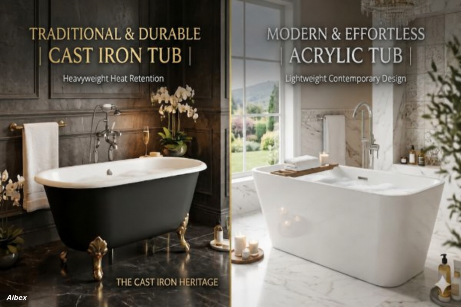 Cast Iron vs Acrylic Bathtub: Which Is Best for Homes, Villas & Luxury Bathrooms?