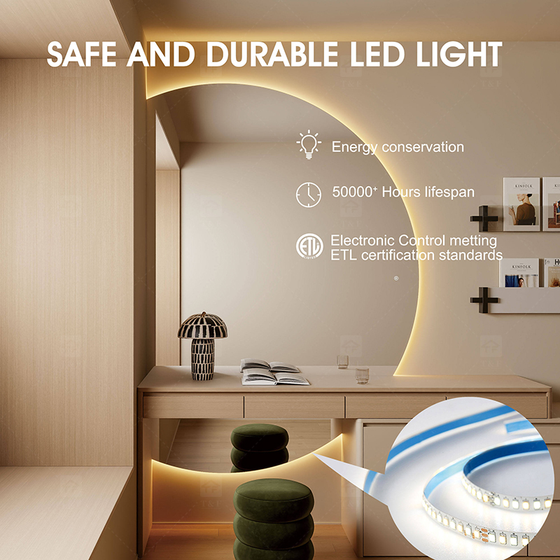 Modern Home Decor Half Moon Round Shape Led Light Smart Mirror Touch Sensor Switch Wall Bathroom Mirror