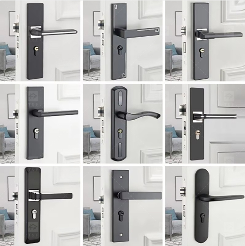 Interior Bathroom Bedroom Wood Handle Door Locks for Wooden Doors Modern Luxury Design Easy Installation Villa & Hotel Use