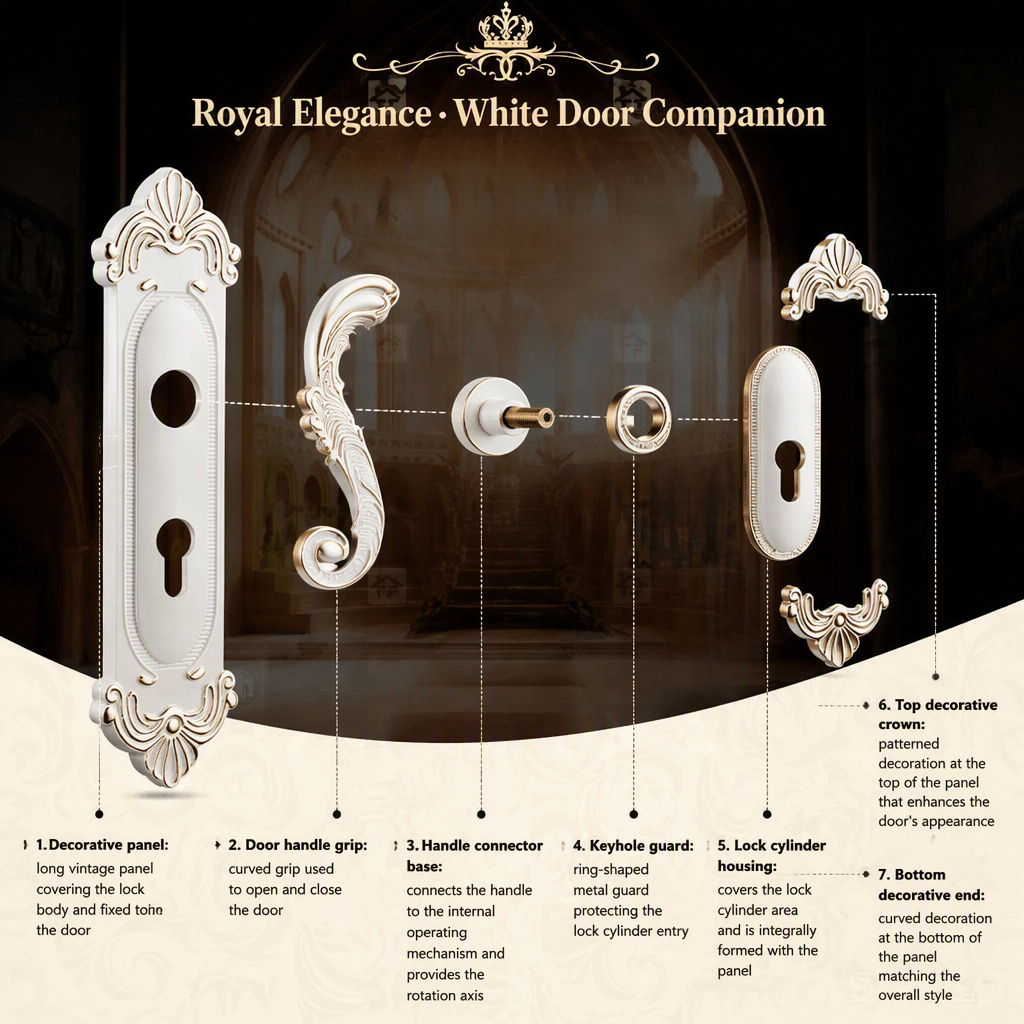 European Modern Interior Door Lock Ivory White Bedroom Door Handle Set Double Single Tongue Mechanism Easy Hotel Apartment