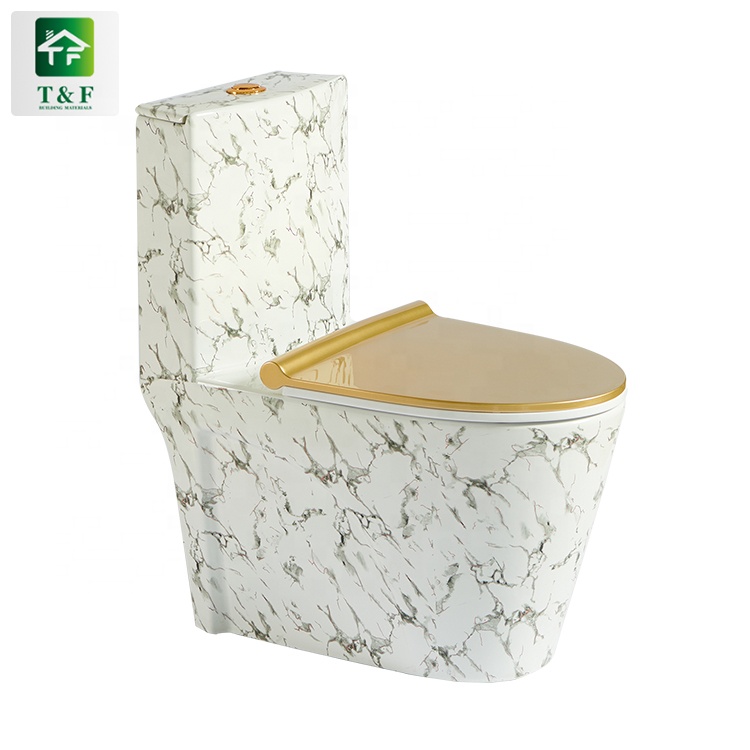 High Quality Siphon / Gravity Flushing Push Button Toilet Flush Standard Dimensions Floor Mounted One Piece Toilet
