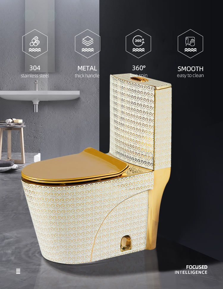 High Quality Siphon / Gravity Flushing Push Button Toilet Flush Standard Dimensions Floor Mounted One Piece Toilet