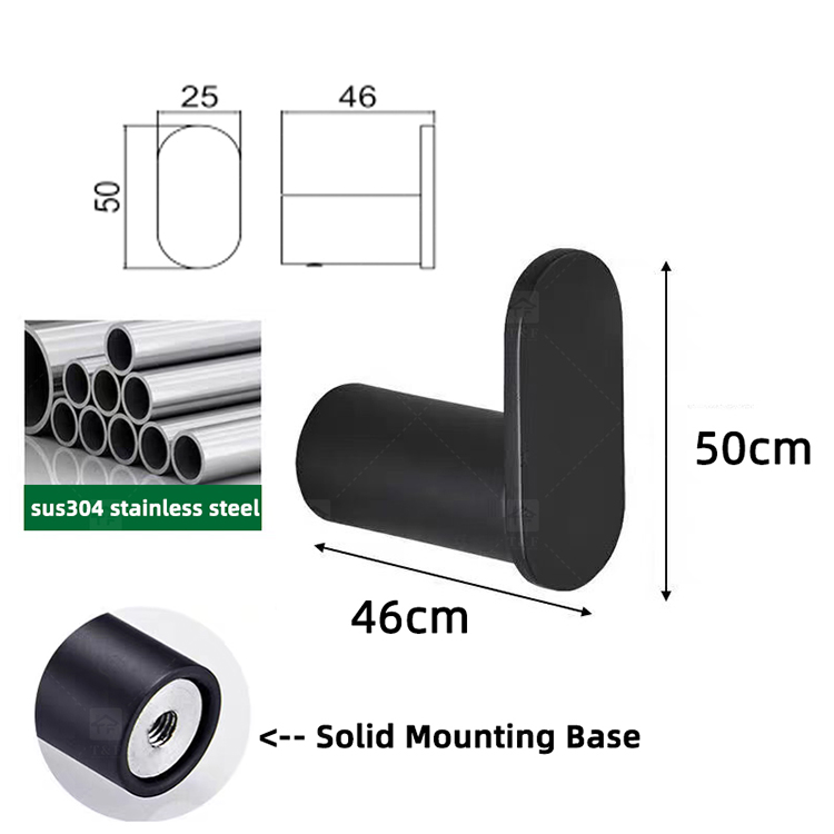 Black Bath Washing Room Robe Hanger Hook Modern Wall Mount Stainless Steel Clothes Hat Robe Hanger Hook