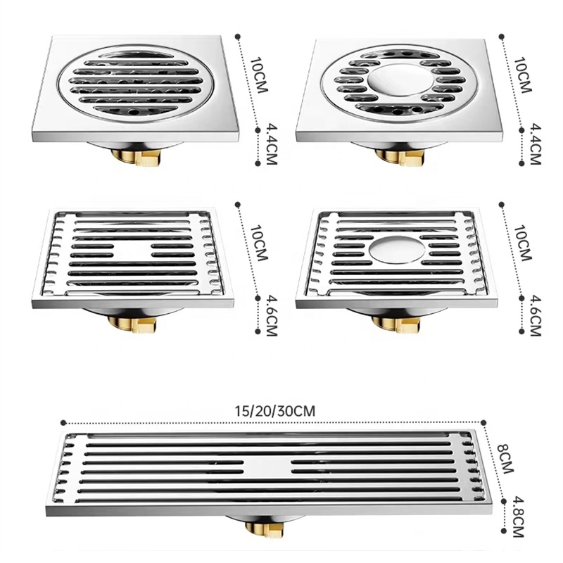 304 Stainless Steel Floor Drainer Bathroom Accessories Drains square Drainer Shower Floor Drain