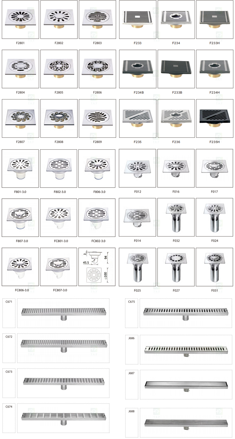 304 Stainless Steel Floor Drainer Bathroom Accessories Drains square Drainer Shower Floor Drain