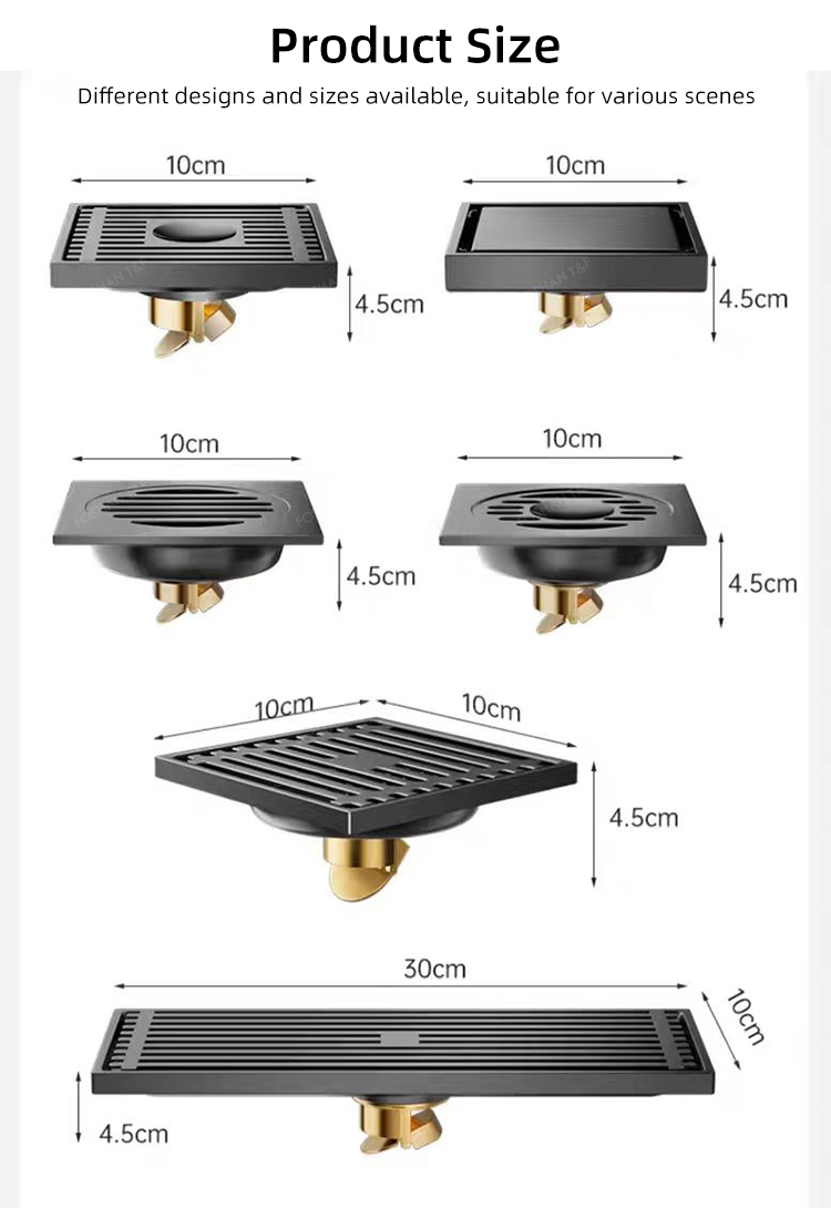 304 Stainless Steel Floor Drainer Bathroom Accessories Drains square Drainer Shower Floor Drain
