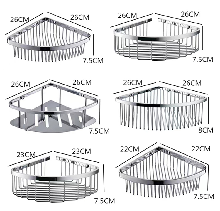 Bathroom Stainless Steel Bathroom Triangle Corner Shelf Washroom Single Layer Corner Basket