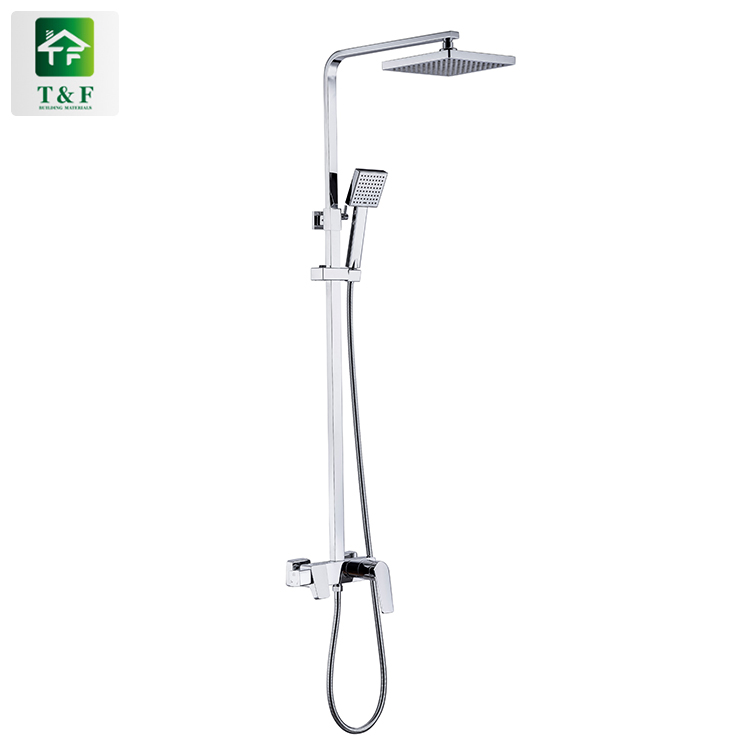 Modern Style Square Bathroom Bath Exposed Thermostatic Chrome Brass Shower Faucet Mixer Tap