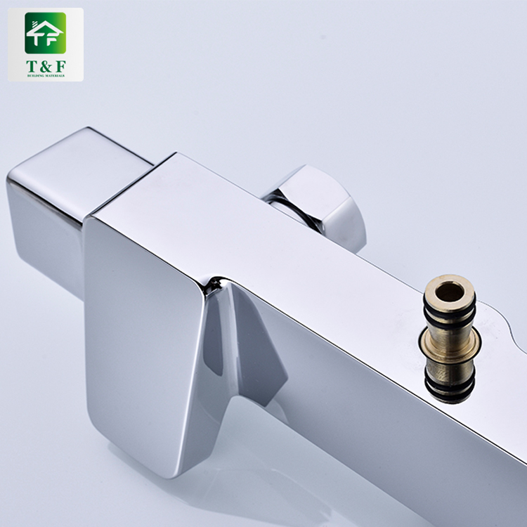 Modern Style Square Bathroom Bath Exposed Thermostatic Chrome Brass Shower Faucet Mixer Tap
