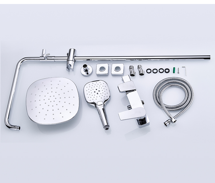 High Quality square Shape Single Hole Bathroom Faucet Set Bath Mixer Brass Shower Taps
