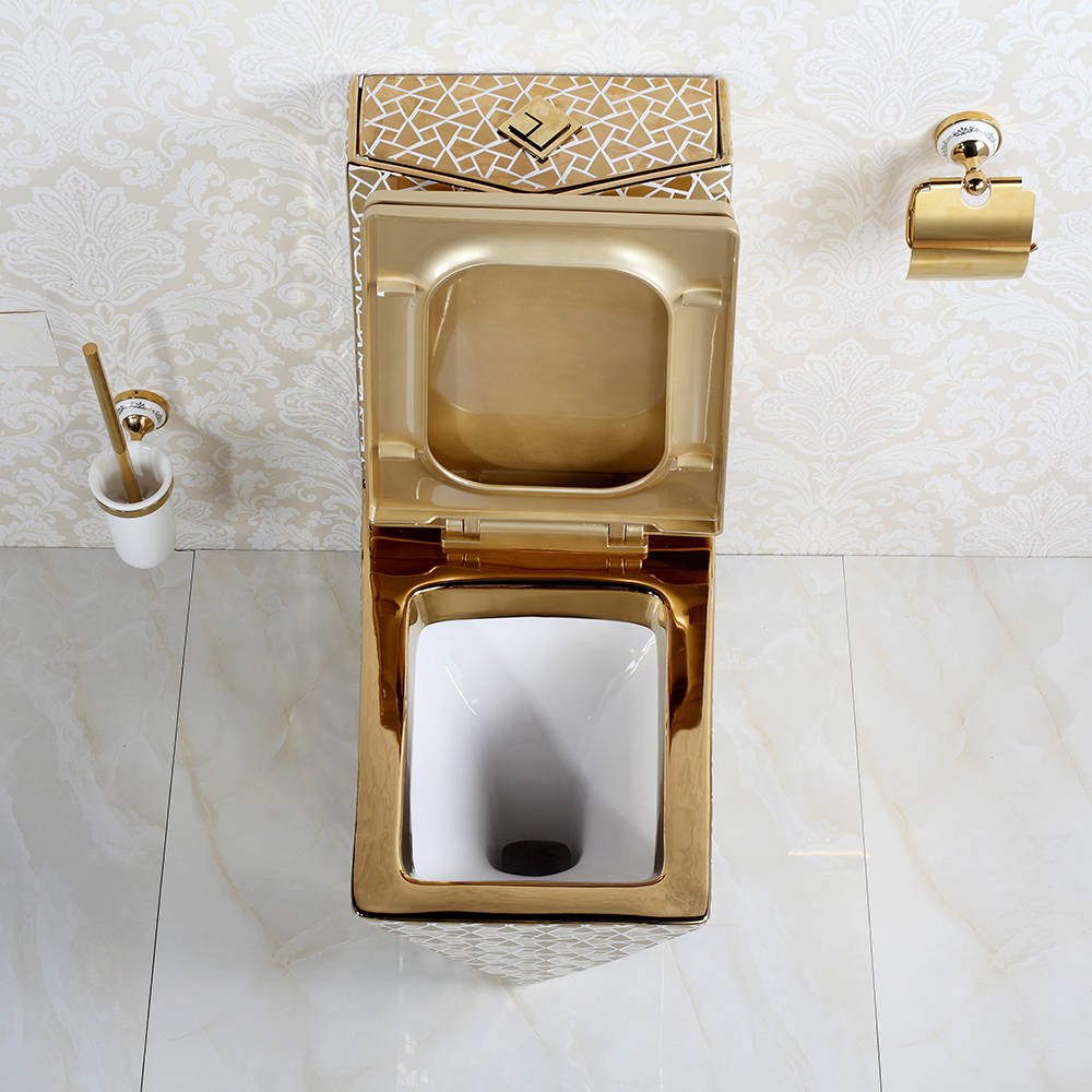 Luxury Diamond Golden Bathroom Accessory Japanese One Piece Set Decor Bowl Ceramic Wc Gold Toilet
