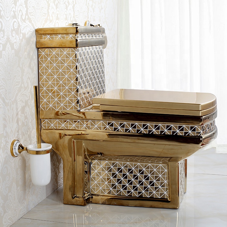 New Design Toilet Hot Selling Luxury Design Ceramic Plating Gold Color Bathroom Toilet