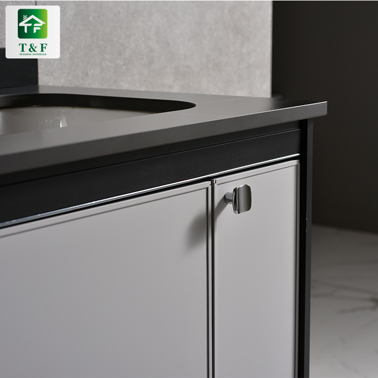 Washroom Vanity Luxury Modern Furniture Frame Structure Aluminum Home Small Bathroom Vanity Cabinet with Mirror