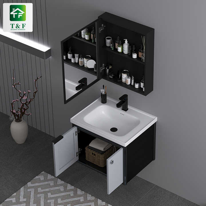 Fashion Luxury Wall Hung Furniture Bathroom Vanity Cabinet Black Storage Cabinet