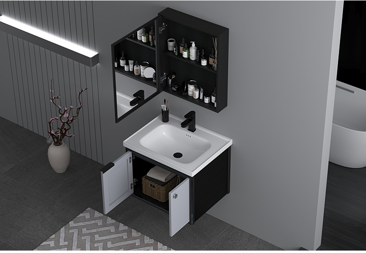 Fashion Luxury Wall Hung Furniture Bathroom Vanity Cabinet Black Storage Cabinet