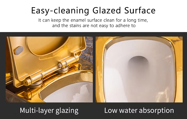 Luxury One Piece Bathroom Equipment Ceramic Toilets Sets and Basin Gold Toilet Bowl