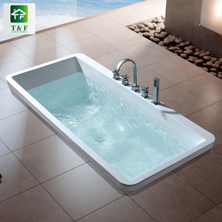 Modern Rectangle 1.4m White Acrylic Solid Surface Stone Drop-in Soaking Bathtubs