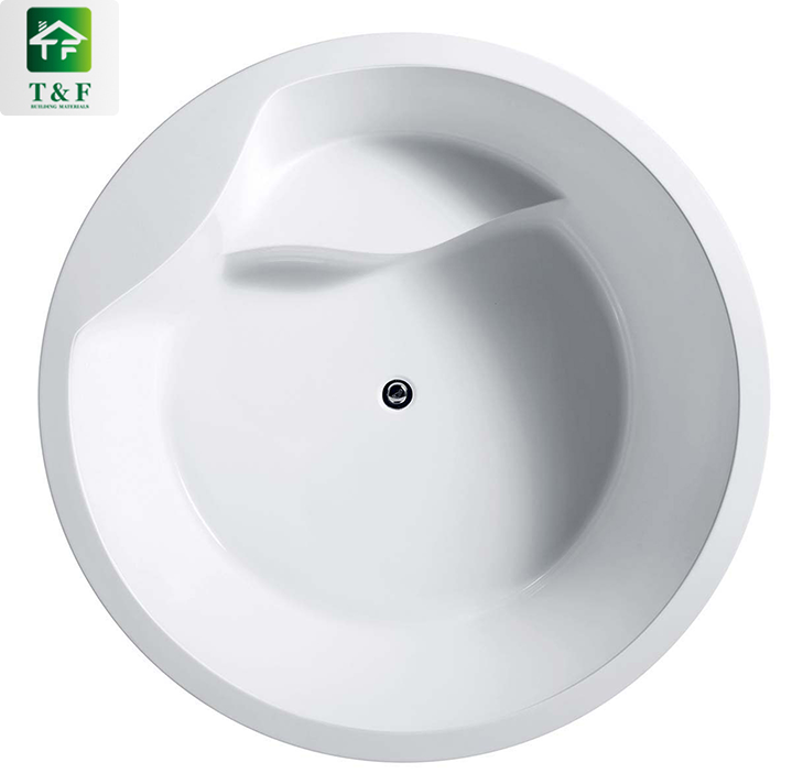 Fashion Design 1.6m Acrylic White Bath Tub Durable Freestanding Soaking Round Bathtub