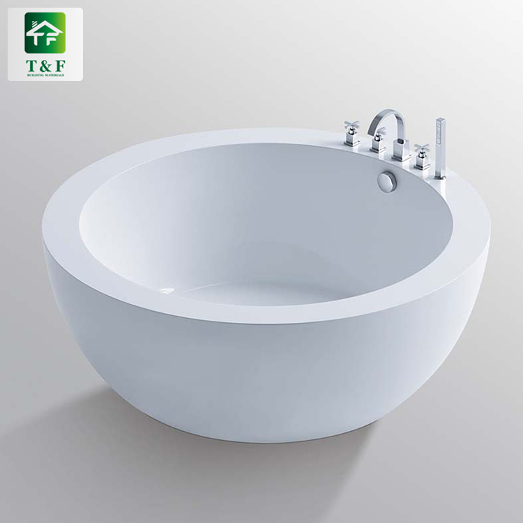Fashion Design 1.6m Acrylic White Bath Tub Durable Freestanding Soaking Round Bathtub