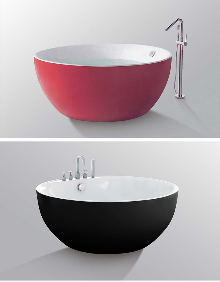 Fashion Design 1.6m Acrylic White Bath Tub Durable Freestanding Soaking Round Bathtub