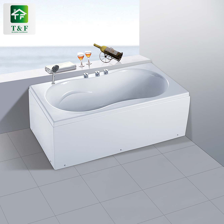 Modern Hotel One Person Soaking Irregular Bath Tub Bathroom Acrylic Three-side Skirt Bathtub