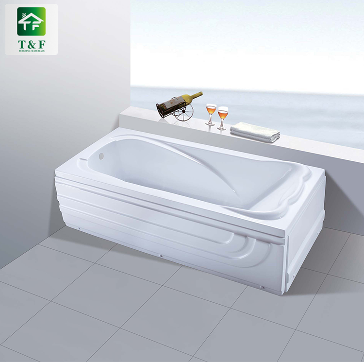 Modern Hotel One Person Soaking Irregular Bath Tub Bathroom Acrylic Three-side Skirt Bathtub