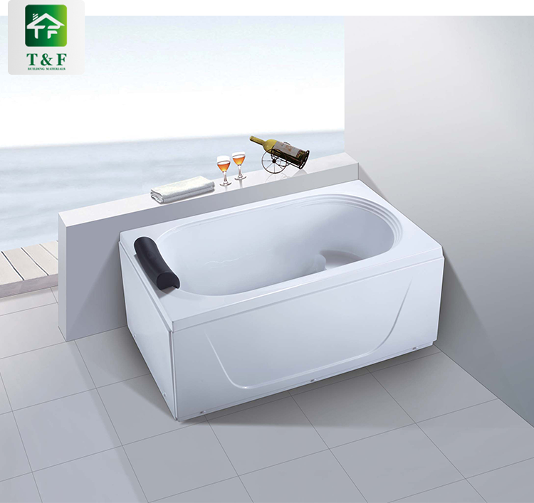 Modern Hotel One Person Soaking Irregular Bath Tub Bathroom Acrylic Three-side Skirt Bathtub