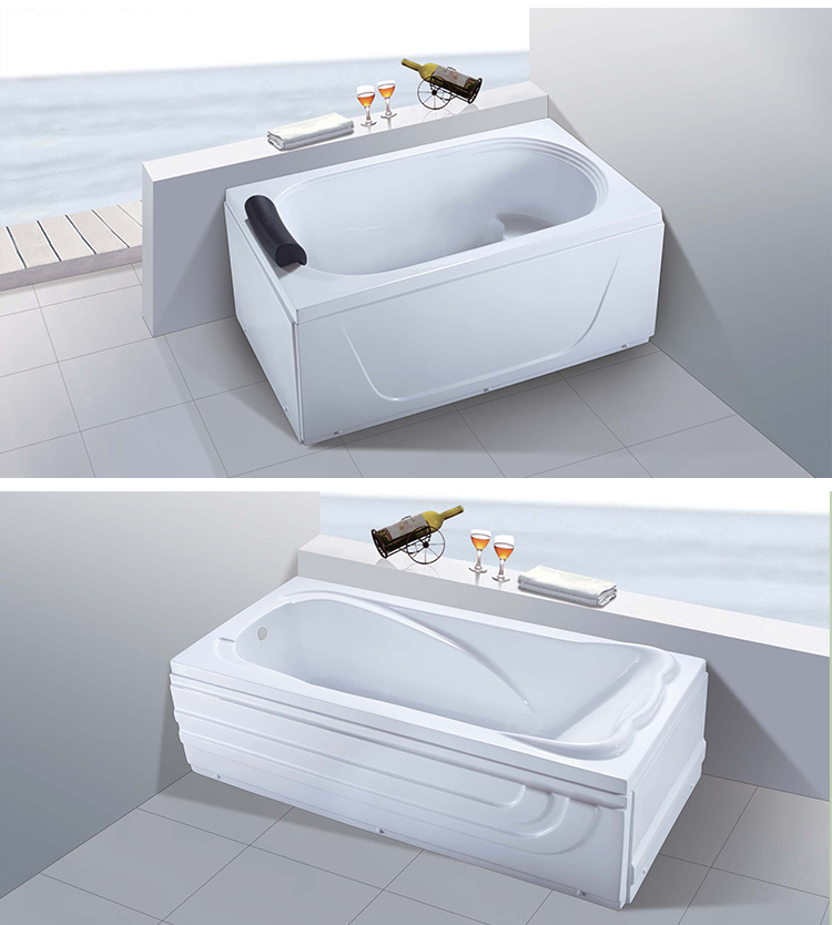 Modern Hotel One Person Soaking Irregular Bath Tub Bathroom Acrylic Three-side Skirt Bathtub