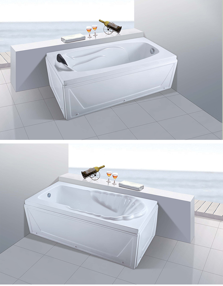 Modern Hotel One Person Soaking Irregular Bath Tub Bathroom Acrylic Three-side Skirt Bathtub