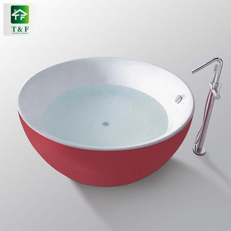 Villa Modern Black Appearance Bathroom Tub 1.6m White Acrylic Surface Freestanding Bathtub