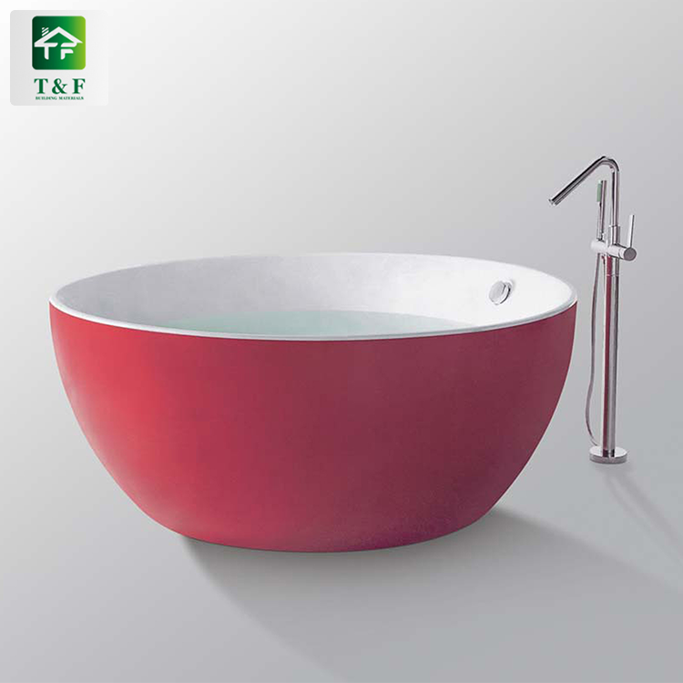 Villa Modern Black Appearance Bathroom Tub 1.6m White Acrylic Surface Freestanding Bathtub