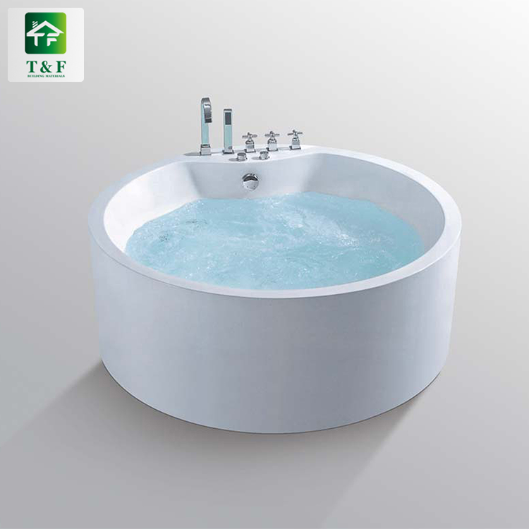 Villa Modern Black Appearance Bathroom Tub 1.6m White Acrylic Surface Freestanding Bathtub