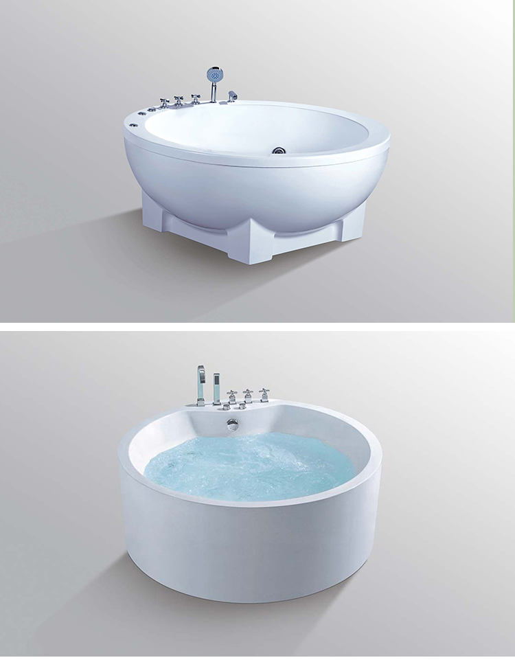 Villa Modern Black Appearance Bathroom Tub 1.6m White Acrylic Surface Freestanding Bathtub