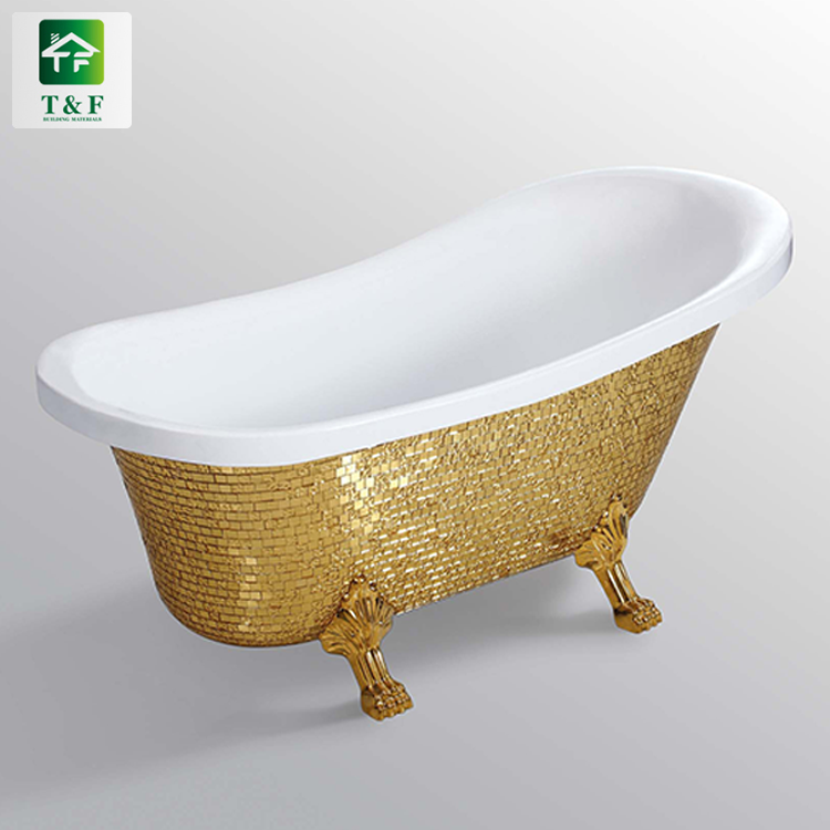 Classical Design Golden Appearance Irregular  Acrylic Freestanding Bathtub With 4 Leg