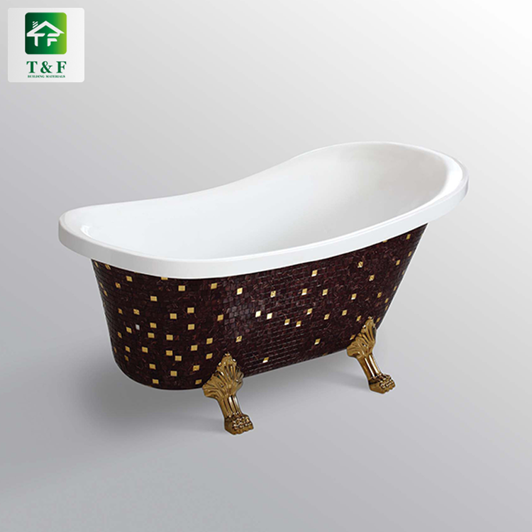 Classical Design Golden Appearance Irregular  Acrylic Freestanding Bathtub With 4 Leg