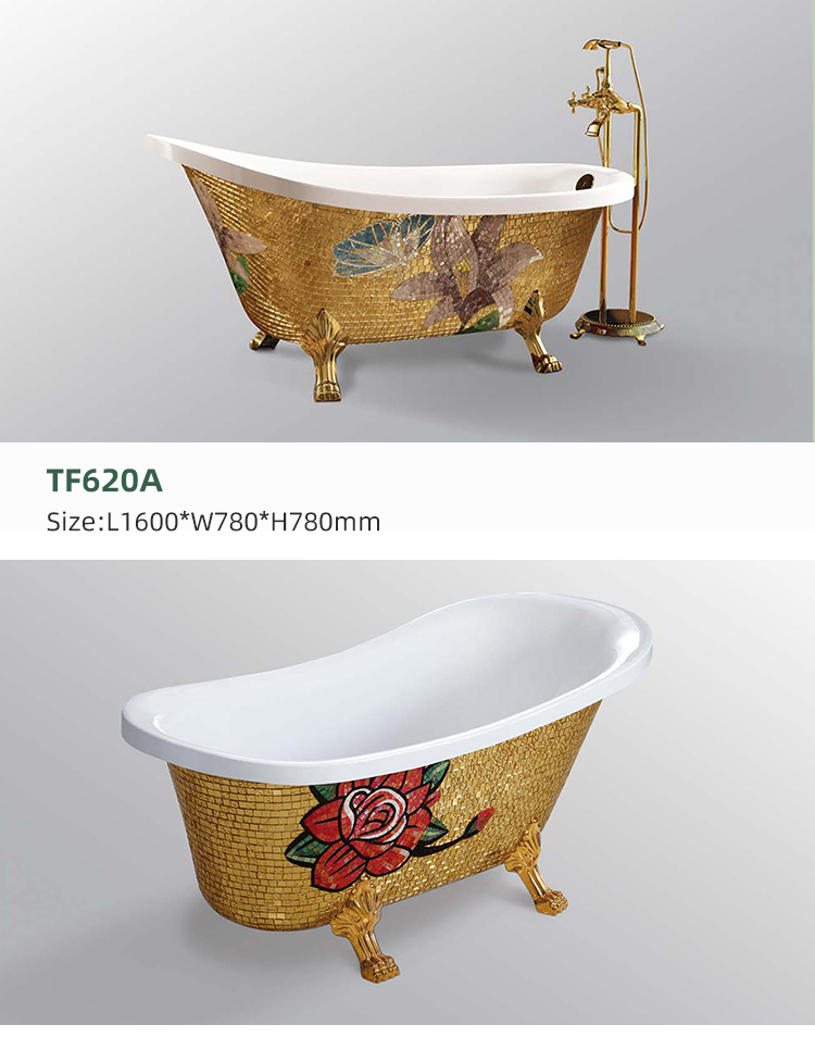 Classical Design Golden Appearance Irregular  Acrylic Freestanding Bathtub With 4 Leg
