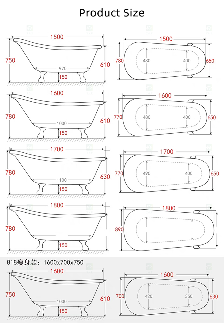 Classical Design Golden Appearance Irregular  Acrylic Freestanding Bathtub With 4 Leg