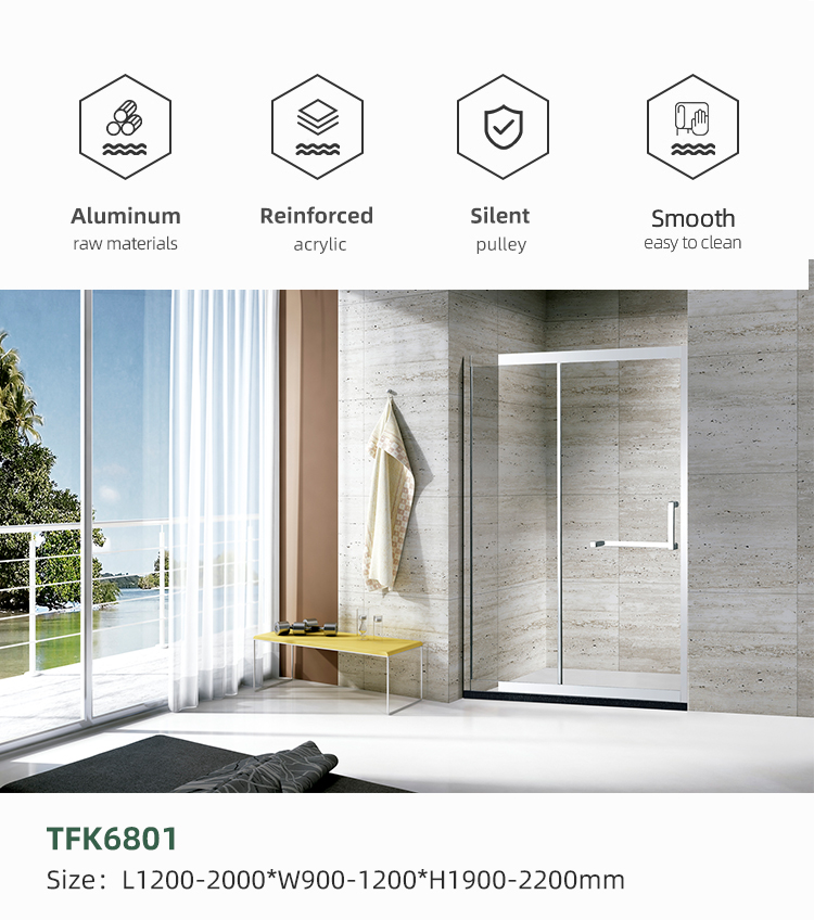 Bathroom Stainless Shower Enclosure Sliding Door Rectangle Acrylic Base Shower Rooms