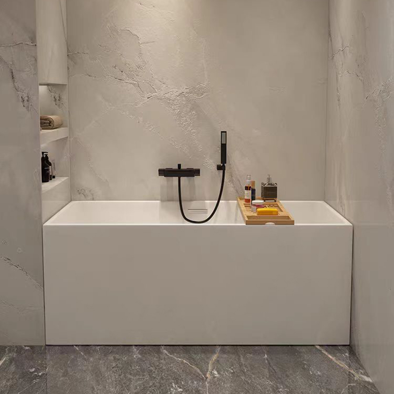 Apartment White 1.6m Rectangle Automatic Drainage Pipeline Bath Tub Dual-side Skirt (left Skirt) Bathtub
