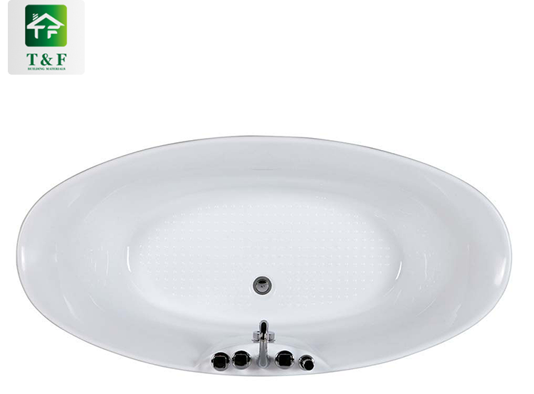 Acrylic Villa Bathroom Freestanding Oval Bathtub Customized Size White Surface Used Bathtub