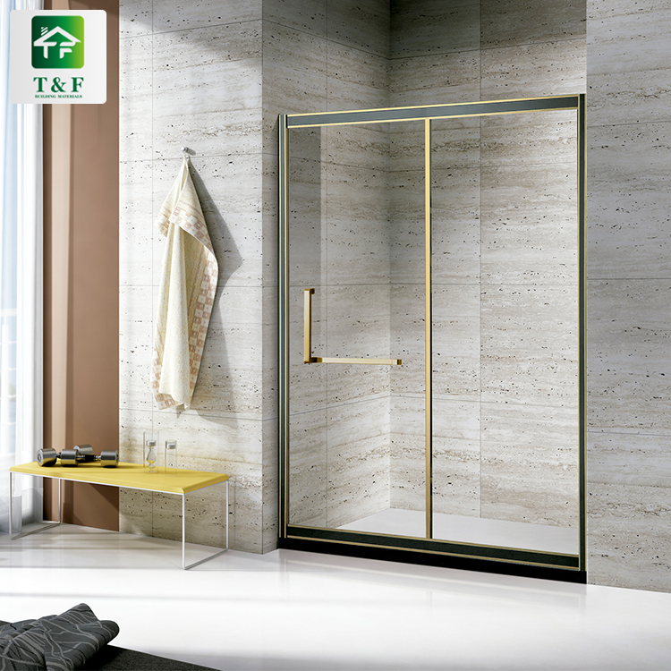 Ethiopia Villa Rectangle Stainless Steel Sliding Hinge Black Frame Tempered Glass Shower Cabin Box Rooms