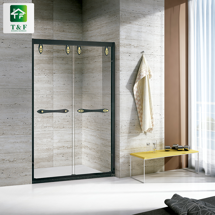 Ethiopia Villa Rectangle Stainless Steel Sliding Hinge Black Frame Tempered Glass Shower Cabin Box Rooms