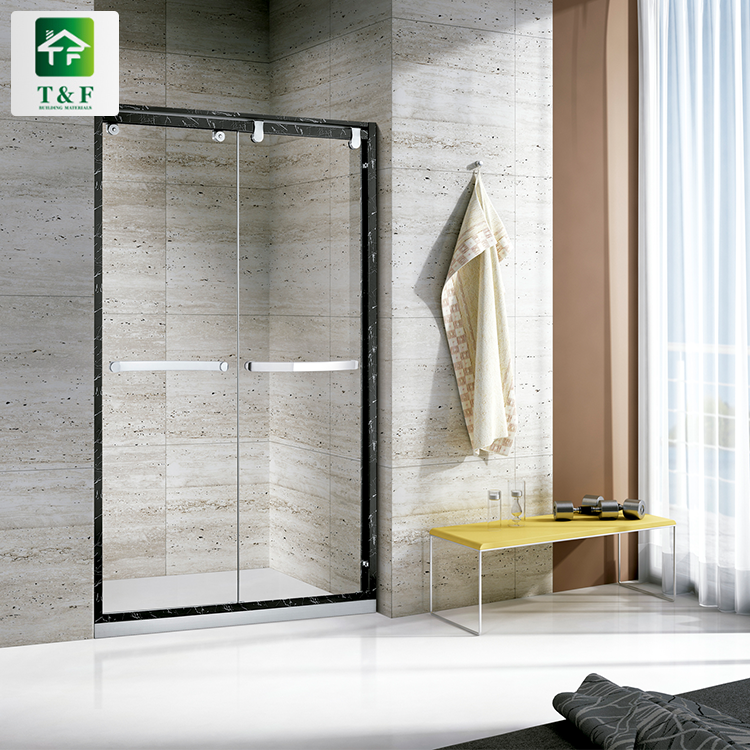 Ethiopia Villa Rectangle Stainless Steel Sliding Hinge Black Frame Tempered Glass Shower Cabin Box Rooms