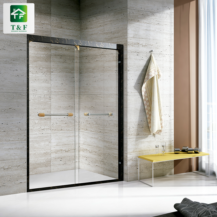 Ethiopia Villa Rectangle Stainless Steel Sliding Hinge Black Frame Tempered Glass Shower Cabin Box Rooms