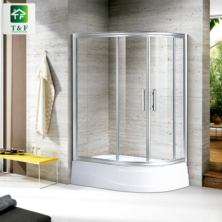 New Design Bathroom Arc Glass Door Shower Black with Gold Stainless Steel Frame Showers Room