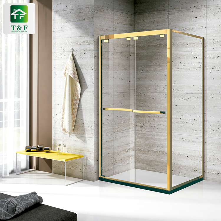 Design Luxury Sliding Tempered square Glass Toilet Stainless Steel Frame Shower Box Shower Room