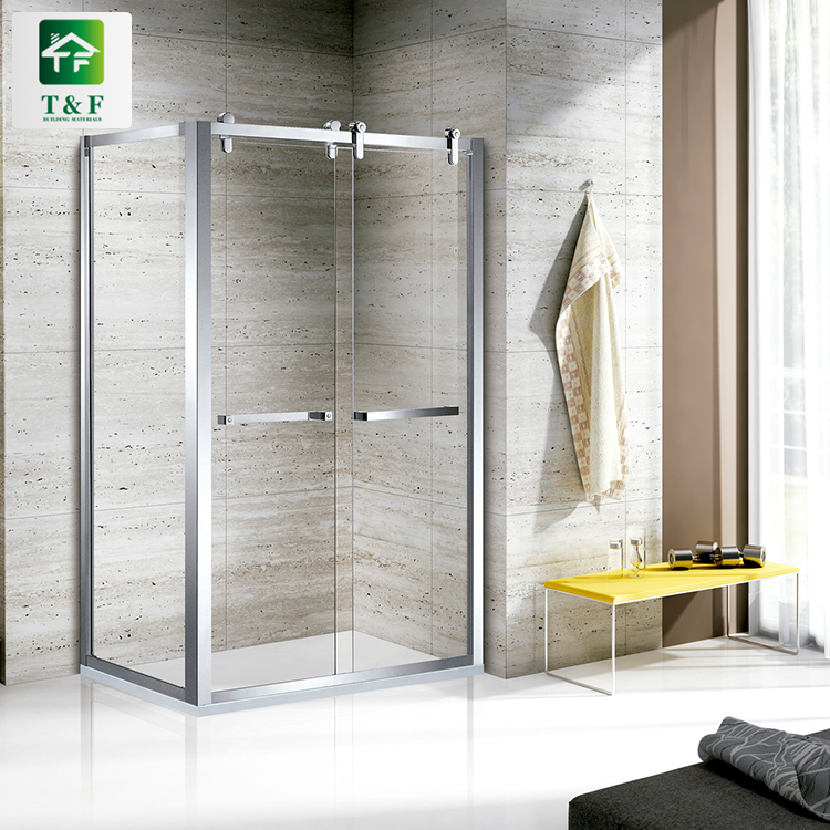 Design Luxury Sliding Tempered square Glass Toilet Stainless Steel Frame Shower Box Shower Room