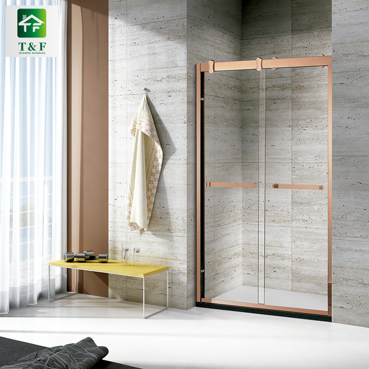 Design Luxury Sliding Tempered square Glass Toilet Stainless Steel Frame Shower Box Shower Room