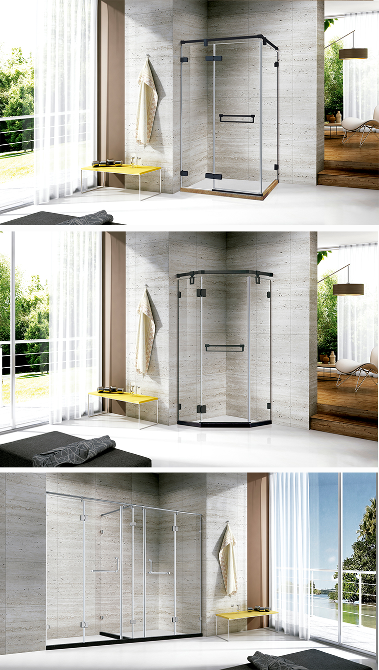 High Quality Hinge Door 8mm Tempered Glass Bathroom Shower Room with Stainless Steel Frame Rectangle Shower Room